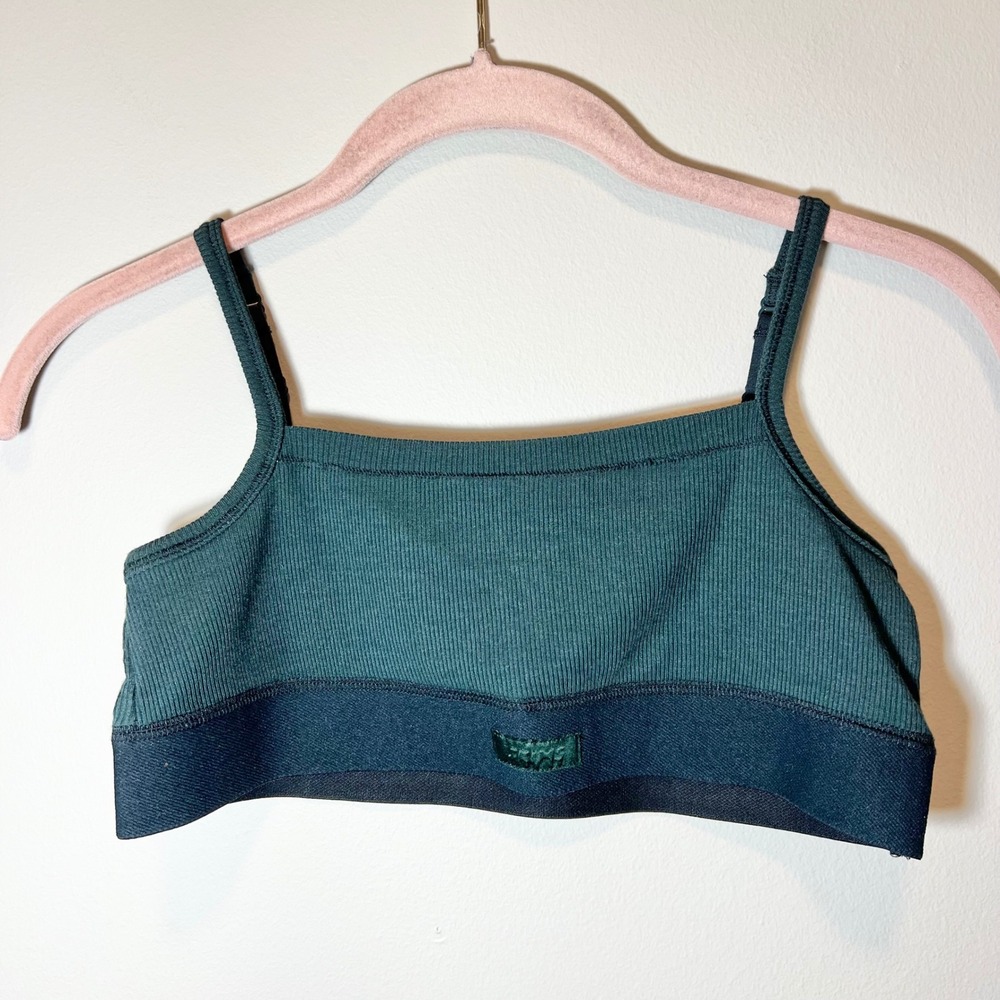 SKIMS‎ Ribbed Bralette Deep Teal Green Adjustable Straps Large